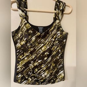 🦋Ann Taylor Women’s Wide Strap Silky Tank Tip Brown /Gold Size M